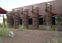 shades of blue shade sails empty ground with sails