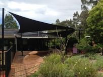 shades of blue shade sails garden with sail